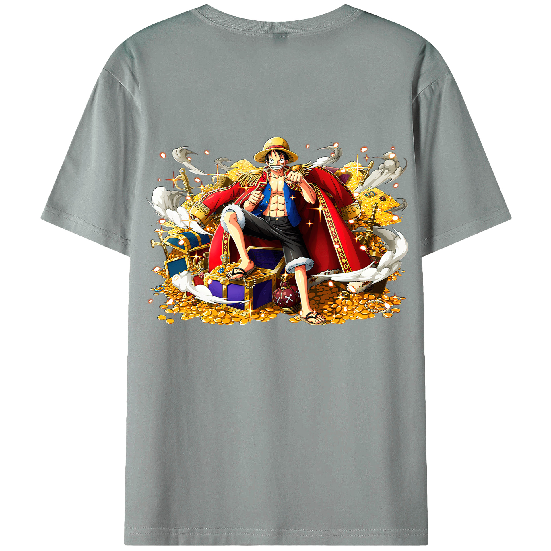 ワンピース モンキー・D・ルフィ ONE PIECE Monkey D. Luffy 綿100％ メンズ半袖Tシャツ（バックプリント） 通気性